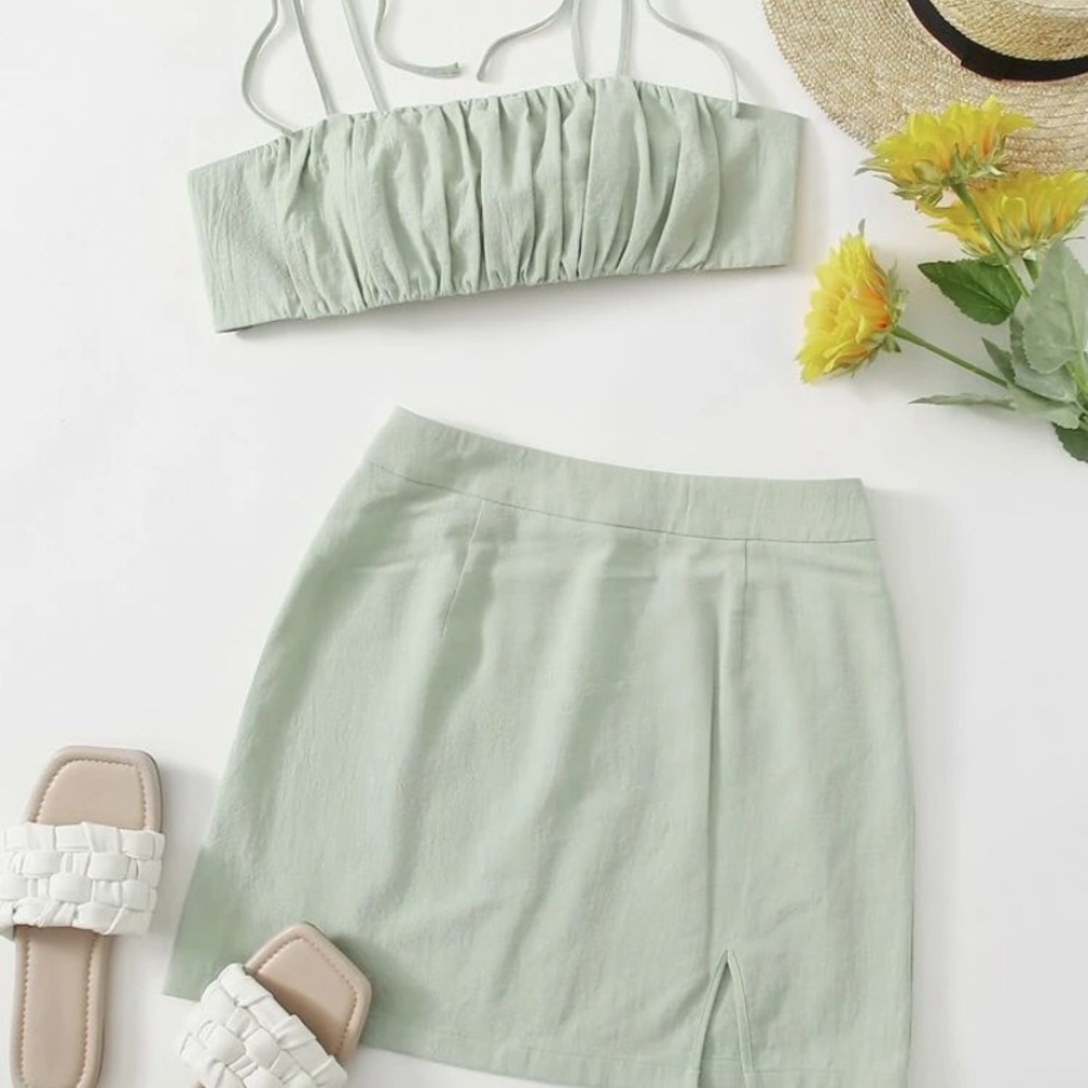 Mint green co ord - skirt and crop top set